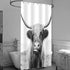 Riyidecor Small Stall Funny Bull Shower Curtain 36Wx72H Inch Highland Cow Animal Wildlife Funny Cute Sketch Milk Waterproof Fabric Modern Fashion Polyester Bathroom Decor 7 Pack Plastic Hooks