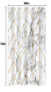 Riyidecor Stall Small Shower Curtain Half 36x72 Inch Marble Chevron Herringbone Geometric Abstract Cute Texture Chic Cool Luxurious Neutral Classy Aesthetic Bathroom Decor Fabric Polyester Waterproof