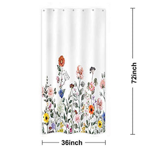 Riyidecor Floral Shower Curtain Flowers Spring Bloom Colorful Plants Girl Rustic Natural Bright Pink Country Scenery Polyester Fabric Home Bathtub Decor 36x72 Inch 7 Pack Plastic Hook