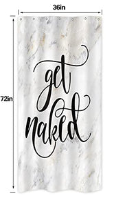 Riyidecor Small Stall Shower Curtain Marble Get Naked 36Wx72L Inch Light Yellow Texture Abstract Cool Funny Fashion Modern Unique Urban Trendy Aesthetic Polyester Waterproof Home Bathroom Decor Fabric