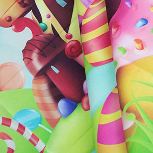 Riyidecor Candyland Lollipop Rainbow Castle Photo Backdrop Fabric Polyester Cartoon Kids Colorful 7Wx5H Feet Ice Cream Cloud Photography Background Newborn Birthday Party Photo Studio Shoot Backdrop