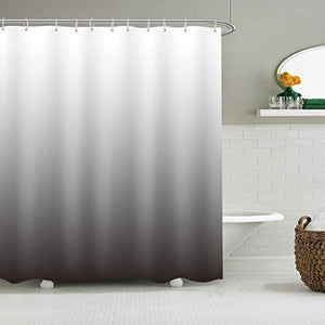 Riyidecor Extra Long Ombre Grey Shower Curtain 72Wx84H 12 Pack Metal Hooks Heavy Duty Modern Decor Fabric Polyester Waterproof Bathroom