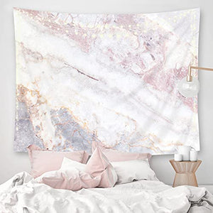Riyidecor Pink White Gray Marble Fabric Tapestry Wall Hanging 60Hx80W Inch Abstract Luxury Nature Stone Textured Crack for Men Women Modern Elegance Home Dorm Decor Bedroom Living Room