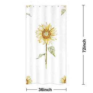 Riyidecor Stall Yellow Sunflower Shower Curtain 36Wx72H Inch Green Leaves Floral Girls Rustic Nature Spring Durable Polyester Fabric Waterproof Bathroom Home Drape Decorative 7 Plastic Hooks