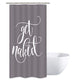 Riyidecor Small Stall Shower Curtain Half 36Wx72L Inch Get Naked Single Narrow Grey Words Modern Alphabet Cool Funny Fashion Polyester Waterproof Fabric 7 Pack Shower Hooks Bathroom Decor