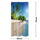 Riyidecor Stall Ocean Coastal Shower Curtain 36Wx72H Summer Beach Seaside Scene Palm Trees Island Blue Decor Fabric Set Polyester Waterproof 7 Pack Plastic Hooks