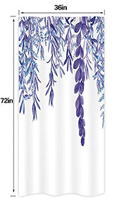 Riyidecor Purple Violet Leaves Maple Single Stall Shower Curtain 36Wx72H Inch Sage Bathroom Decor Watercolor Narrow Spring Botanical Plants Fabric Waterproof Home Bathtub Decor 7 Pack Plastic Hook