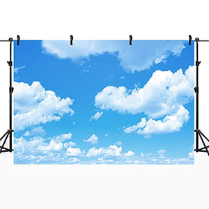 Riyidecor Polyester Fabric Cloud Backdrop White and Blue Scenery Clear Sky Photography Background Fresh 5Wx3H Feet Decoration Celebration Props Party Photo Shoot