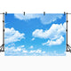 Riyidecor Polyester Fabric Cloud Backdrop White and Blue Scenery Clear Sky Photography Background Fresh 5Wx3H Feet Decoration Celebration Props Party Photo Shoot