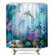 Riyidecor Dolphin Shower Curtain Underwater Algaes Coral Reefs Sunbeam Tropical Fish Marine Wildlife Ocean Animal Seabed Bathroom Decor Fabric Polyester Waterproof 72Wx72H Inch 12 Pack Plastic Hooks