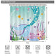 Riyidecor Mermaid Tail Shower Curtain Sea Fish Scales Bath Curtain Sea Sirens Fish Image Blue Pink Cartoon Castle Colorful Fair Tale Fabric Bathroom Decor Set with Hooks 72x72Inch