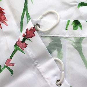 Riyidecor Fabric Floral Shower Curtain 72Wx72H Inch Botanical Plant Green Leaves Flower Watercolor Herbs Decor Bathroom Bathtub Accessories for Girl Women 12 Pack Plastic Shower Hooks Included