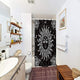 Riyidecor Mandala Celestial Shower Curtain 36Wx72H Inch Sun Moon Black and White Decor Medallion Floral Fabric Set Polyester Waterproof 12 Pack Plastic Hooks