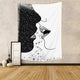 Riyidecor Kissing Tapestry Lips 51Wx59H Inch Kiss Abstract Lovers Couple Aesthetic Black White Planet Star Romantic Art Wall Hanging Bedroom Living Room Dorm Wall Blankets Home Decor Fabric