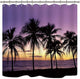 Riyidecor Sunset Beach Shower Curtain Tropical Palm Tree Landscape Hawaii Ocean Coastal Seaside Medallion Decor Fabric Polyester Waterproof 72x72 Inch 12 Pack Plastic Hooks