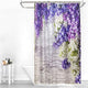 Riyidecor Lavender Flower Shower Curtain Rustic Wooden Floor Purple Lilac Floral Girls Woman Spring Romantic Decor Fabric Bathroom 72x72 Inch 12 Pack Plastic Shower Hooks Included
