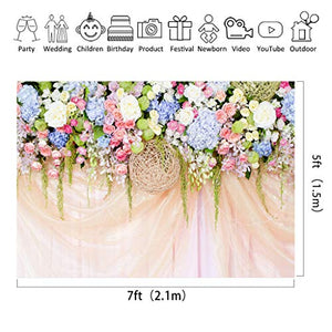 Riyidecor Colorful Bridal Floral Wall Backdrop Colorful Floral Photography Background Dessert Ceremony Romantic 7Wx5H Feet Decoration Wedding Props Party Photo Shoot Backdrop Vinyl Cloth