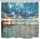 Riyidecor Ocean Beach Shower Curtain 72Wx72H Sunset Scenic Blue Sky Seaside Landscape Sand Decor Fabric Bathroom 12 Pack Plastic Shower Hooks