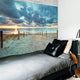 Riyidecor Ocean Beach Scenic Tapestry 80Wx60H Inch Nature Blue North Holland Brown Sundown Blue Sky Seaside Landscape Sand Vivid Wall Hanging Indigenous Bedroom Living Room