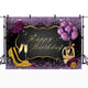 Riyidecor Purple Birthday Backdrop for Women 7x5 Feet Golden High Heels Champagne Glass Photography Background Adult Woman Elegant Cake Table Banner Birthday Decor Props Party Photo Shoot Vinyl