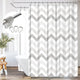 Riyidecor Clawfoot Tub Shower Curtain Panel 180x70 Inch All Wrap Around Grey White Chevron Polyester Fabric Set Extra Wide Waterproof with 32-Pack Metal Shower Hooks