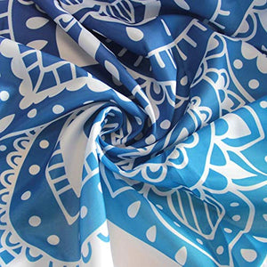 Riyidecor Stall Boho Paisley Shower Curtain 36Wx72H Inch Floral India Bohemia Blue White Flower Bathroom Decor Fabric for Bathtub 7 Pack Plastic Shower Hooks