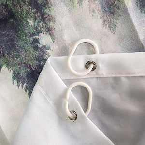 Riyidecor Misty Smokey Forest Landscape Shower Curtain Green Tree Fog Nature Decor Fabric Set Polyester Waterproof 72Wx72H Inch 12 Pack Plastic Hooks