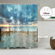 Riyidecor Extra Long Ocean Beach Shower Curtain 72W x 84H Sunset Scenic Blue Sky Seaside Landscape Sand Decor Fabric Bathroom Clawfoot Tub 12 Pack Plastic Shower Hooks