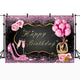 Riyidecor Glitter Happy Birthday Backdrop Pink High Heels Rose Gold 16th 20th 30th 50th Women Girls Princess Photography Background 8Wx6H Feet Decor Props Photo Shoot Banner Vinyl Cloth