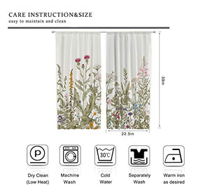 Riyidecor Green Leaves Plant Small Kitchen Curtains Floral Botanical Rod Pocket Farmhouse Pattern Cafe Curtains Herbs Rustic Living Room Bedroom Window Drapes Treatment Fabric (2 Panels 55 x 39 Inch)