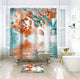 Riyidecor Teal and Orange Orchid Shower Curtain Reflection Floral Tropical Flower Leaf Painting Zen Decor Fabric Set Polyester Waterproof 72x72 Inch 12 Pack Plastic Hooks