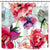 Riyidecor Watercolor Floral Shower Curtain Spring Colorful Flower Peony Red White Decor Fabric Panel Bathroom 72
