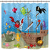 Riyidecor Pirate Ship Shower Curtain Boys Underwater Ocean Fish Kids Sea Marine Animal Decor Fabric Bathroom 72x72 Inch 12 Pack Plastic Shower Hooks