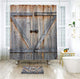 Riyidecor Barn Door Shower Curtain Rustic Wooden Barn Wood Farmhouse 72Wx78H Inch Vintage Retro Brown Decor Fabric Set Polyester Waterproof 12 Pack Plastic Hooks