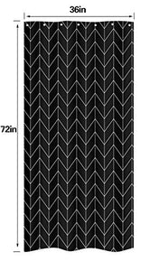 Riyidecor Striped Herringbone Chevron Shower Curtain 36x72 Inch Black Geometric Panel Decor Fabric Bathroom Set Polyester Waterproof 7 Pack Plastic Hooks