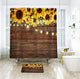 Riyidecor Rustic Sunflowers Shower Curtain Wooden Board Light Brown Yellow Country Spring Flowers Vintage Plant Kids Decor Fabric Nature Bathroom Polyester 72x72 Inch Include Plastic 12 Pack Hooks