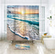 Riyidecor Ocean Coastal Hawaiian Sunrise Shower Curtain 60 x 72 Inch Sea Wave Summer Beach Seaside Scene Island Blue Fabric Set Waterproof 12 Pack Hooks