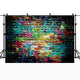 Riyidecor Graffiti Colorful Brick Wall Backdrop Rainbow Hip Hop Painting Fabric Polyester Cloth Photography Background Street Artistic 7Wx5H Feet Decoration Celebration Props Party Photo Shoot