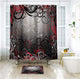 Riyidecor Red and Grey Black Shower Curtain Metal Hooks 12 Pack Leaf Swirl Floral Modern Forest Decor Fabric Set Polyester Waterproof Fabric Bathtub 72Wx72H Inch