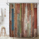 Riyidecor Antique Wooden Shower Curtain 72x78 Inch Metal Hooks 12 Pack Red Blue Grey Grunge Rustic Planks Barn House Wood and Lodge Hardwood Decor Fabric Bathroom Waterproof