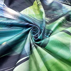 Riyidecor Watercolor Peacock Feather Curtains (2 Panels 42 x 63 Inch) Teal Blue Rod Pocket Turquoise Floral Green Leaf Rustic Art Printed Living Room Bedroom Window Drapes Treatment Fabric