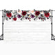 Riyidecor Floral Wooden Backdrop 7x5 Feet Rose Red Flower Wood Floor Rustic Photography Background Bridal Shower Wedding Studio Decor Props Photo Party Shoot Banner Vinyl Cloth