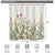 Riyidecor Thicken Heavy Duty Fabric Floral Shower Curtain for Bathroom Decor 72Wx72H Inch Flower Green Leaves Botanical Decorative Bath Set Plants Bathroom Accessories Waterproof 12 Pack Hooks
