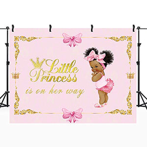Riyidecor Gold Crown Royal Princess Backdrop Pink Bow Girls Africa Kids Photography Background 8x6 Feet Baby Shower Birthday Geometrical Decoration Newborn Props Party Photo Shoot Blush Vinyl Cloth