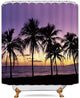Riyidecor Sunset Beach Shower Curtain Tropical Palm Tree Landscape Hawaii Ocean Coastal Seaside Medallion Decor Fabric Polyester Waterproof 72x72 Inch 12 Pack Plastic Hooks