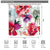 Riyidecor Watercolor Floral Shower Curtain Spring Colorful Flower Peony Red White Decor Fabric Panel Bathroom 72