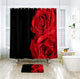 Riyidecor Floral Shower Curtain Red Rose Flower Blossom Black Rustic Valentine's Day Romantic Love Abstract Vintage Decor Fabric Polyester Waterproof 72x72 Inch 12 Pack Plastic Hooks