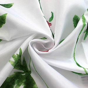 Riyidecor Fabric Floral Shower Curtain 72Wx72H Inch Botanical Plant Green Leaves Flower Watercolor Herbs Decor Bathroom Bathtub Accessories for Girl Women 12 Pack Plastic Shower Hooks Included