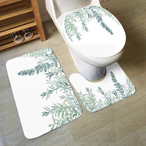 3pcs/set U-shaped Floor Mat Toilet Seat Cushion Door Mat Bathroom Mat  Modern ~