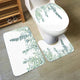 Riyidecor Green Leaves Shower Curtain 60Wx72H Inch with 3 Piece Bathroom Rug Set Metal Hooks Watercolor Botanical Bath Contour Mat Toilet Lid Cover U Shaped Non-Slip Washroom Decor Shower Accessories
